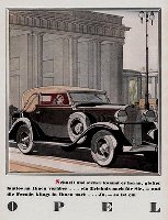Werbegraphik von Bernd Reuters (1901 - 1958), einem der bekanntesten Gebrauchsgraphiker seiner Zeit und oft für Opel tätig.